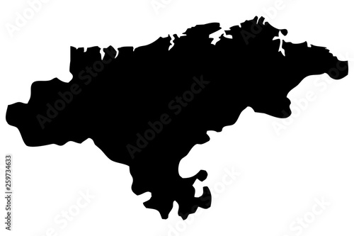 Mapa negro de Cantabria.