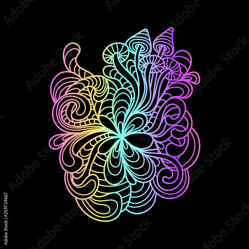 Magic mushrooms over sacred geometry. t-shirt print. Psychedelic hallucination. Vibrant vector illustration. 60s hippie colorful art