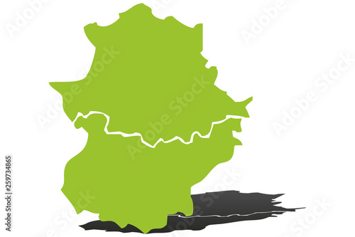Mapa verde de Extremadura.