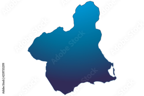 Mapa azul de Murcia.