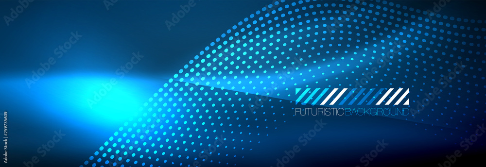 Glowing abstract wave on dark, shiny motion, magic space light. Vector techno abstract background Glowing abstract wave on dark, shiny motion, magic space light. Vector techno abstract background