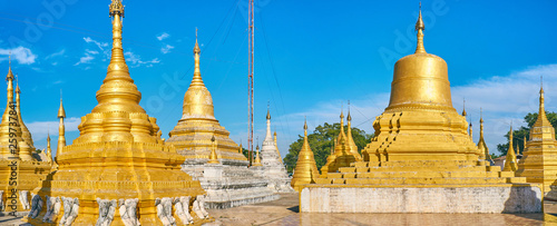 Panorama with stupas of Nget Pyaw Taw Paya, Pindaya, Myanmar photo