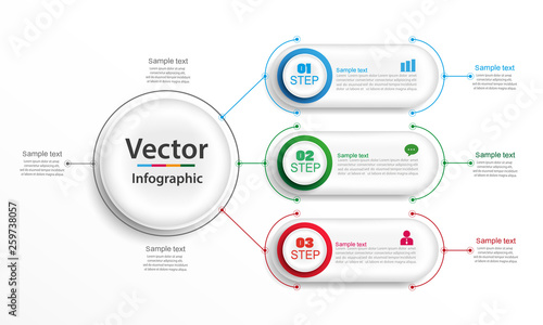 Vector illustration Infographic design template with icons and 3 options or steps. Can be used for process, presentations, layout, banner, info graph. Eps 10