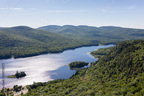 Mont Tremblant National Park and Monroe Lake in summer  view from La Roche observation point