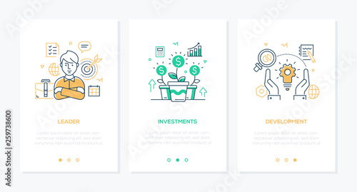 Business and finance - set of line design style vertical web banners