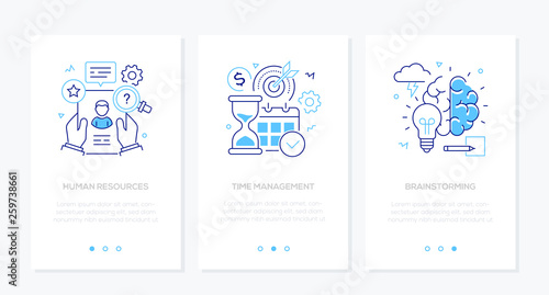 Business and finance - set of line design style vertical web banners
