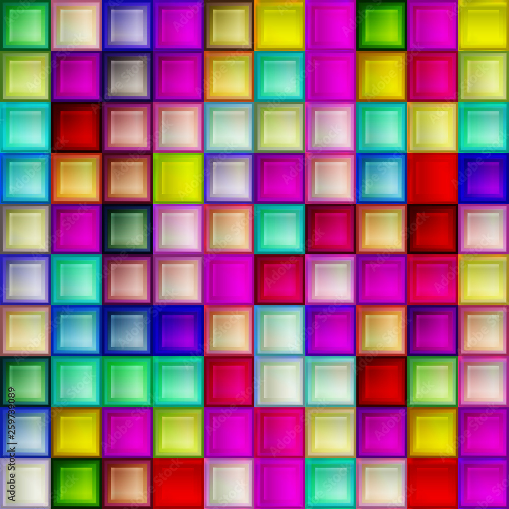 Shiny and glossy colorful 3d square shapes mosaic background. Vector illustration.