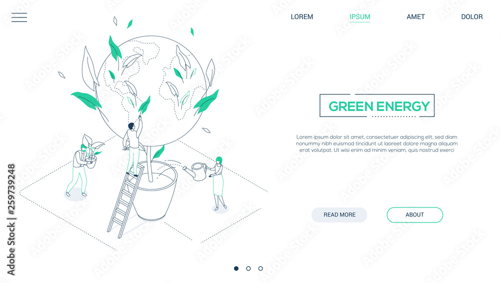 Save the planet - line design style isometric web banner