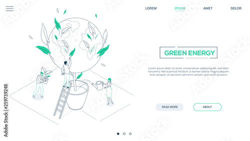 Save the planet - line design style isometric web banner