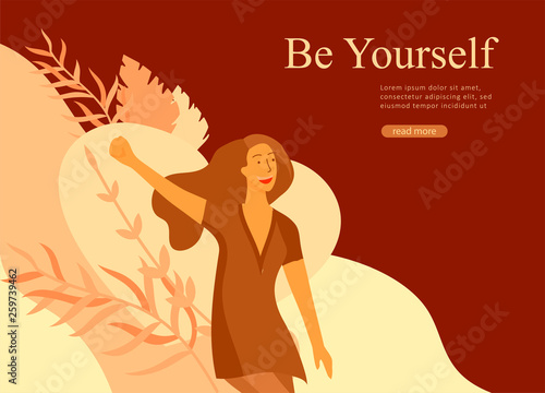 Web page design template for beauty dreams, International Womens Day, girls power, wellness, body care, healthy life, design vector illustration concept for website and mobile website development