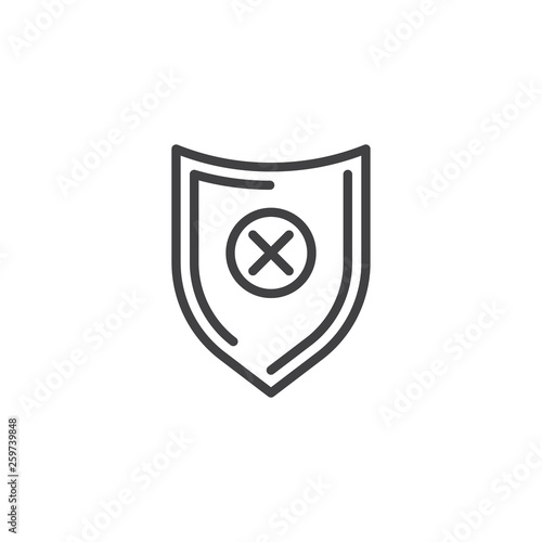 Free Download Blocked security shield line icon. Error shield with cross linear style sign for mobile concept and web design. Protection broken outline vector icon. Symbol, logo illustration. Pixel perfect vector - GFXLoad