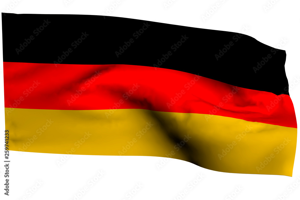 Obraz premium Waving Germany flag on a white background, isolate.
