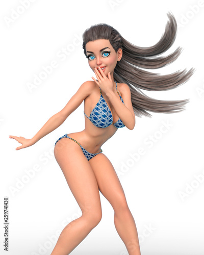 bikini girl cartoon in oops I did it again and I am shy now in a white  background Stock Illustration | Adobe Stock