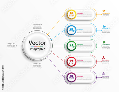 Infographic design template. Business concept with options and 5 steps . For content, diagram, flowchart,steps, parts,timeline infographics, workflow layout,chart,illustration. Vector eps 10