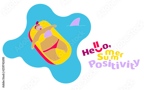 Funny Happy Fat Girl on the Summer Beach