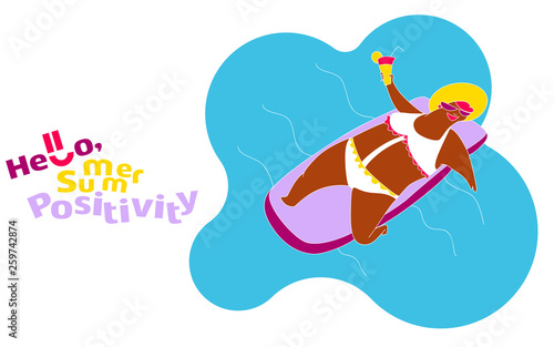 Funny Happy Fat Girl on the Summer Beach
