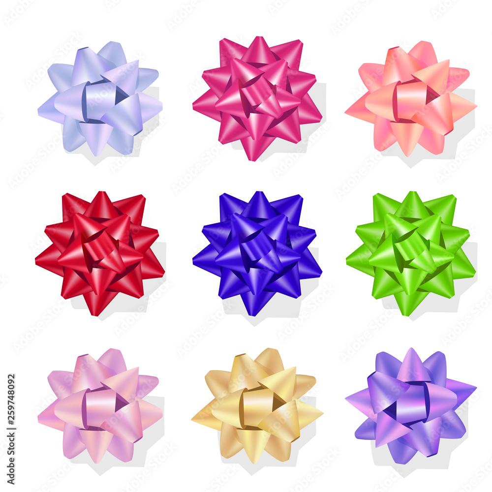 Print colorful bows stars gifts set gift paper Print colorful bows stars gifts set gift paper