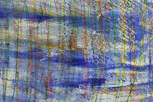 colorful background. the strokes of paint. blue lines and spots on paper