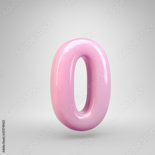 Bubble Gum pink number 0 isolated on white background