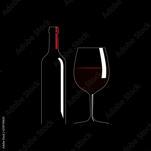 Weinflasche und Weinglas Silhouette