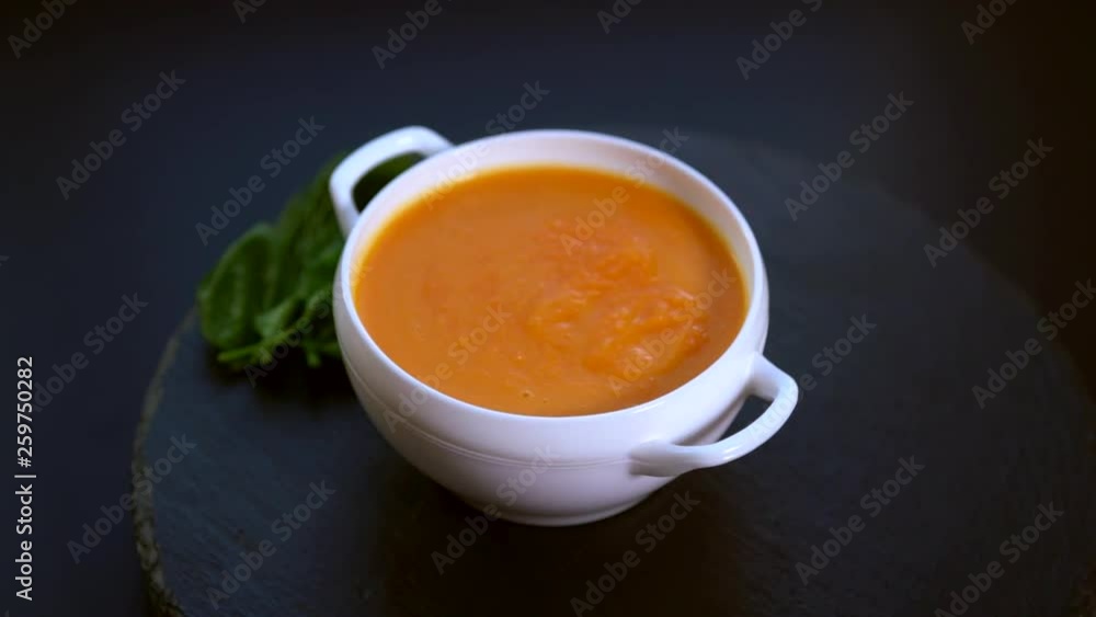Bowl of delicious homemade pumpkin soup Bowl of delicious homemade pumpkin soup
