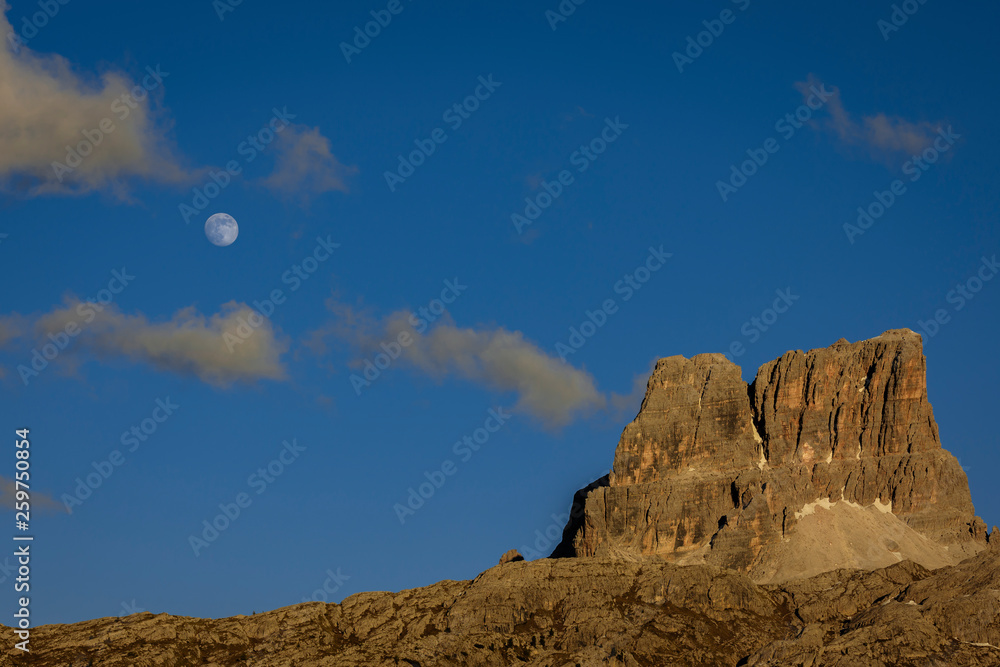 Fototapeta premium Full Moon in Dolomites, Italy