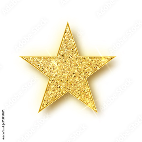 Gold glitter star vector isolated. Golden sparkle luxury design element isolated. Icon of star isolated. New Year s decor element. Ramadan design element Template