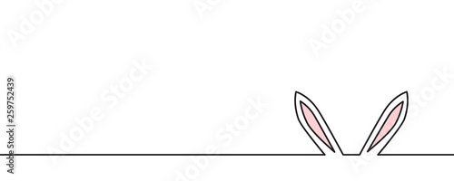 bunny ears continuous line drawing, vector illustration © danijelala