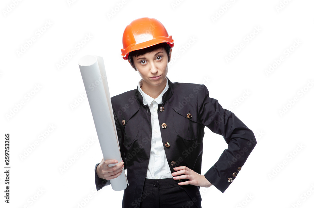 Woman architect with drawings Woman architect with drawings