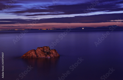 Canvas Print Beach coast at the night in Skerries, Ireland near Dublin.