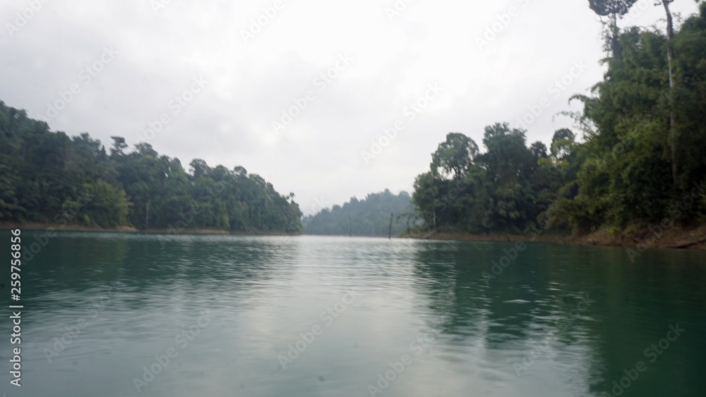 tropical landscape on chiao lan lake in khao sok tropical landscape on chiao lan lake in khao sok