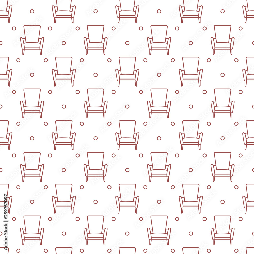 Vector seamless armchair pattern. Vector seamless armchair pattern.