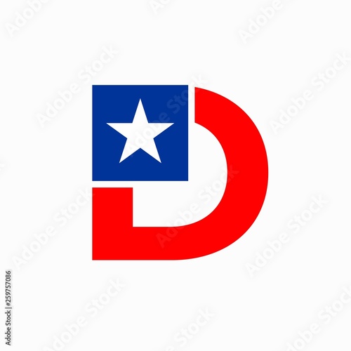 USA Flag letter D
