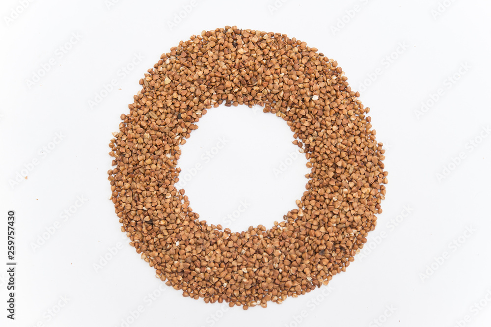 circle of buckwheat with a place for an inscription in the middle on a white background circle of buckwheat with a place for an inscription in the middle on a white background