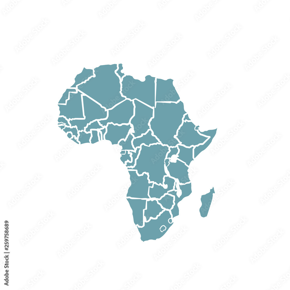 Naklejka premium Africa simple map with borders, vector silhouette