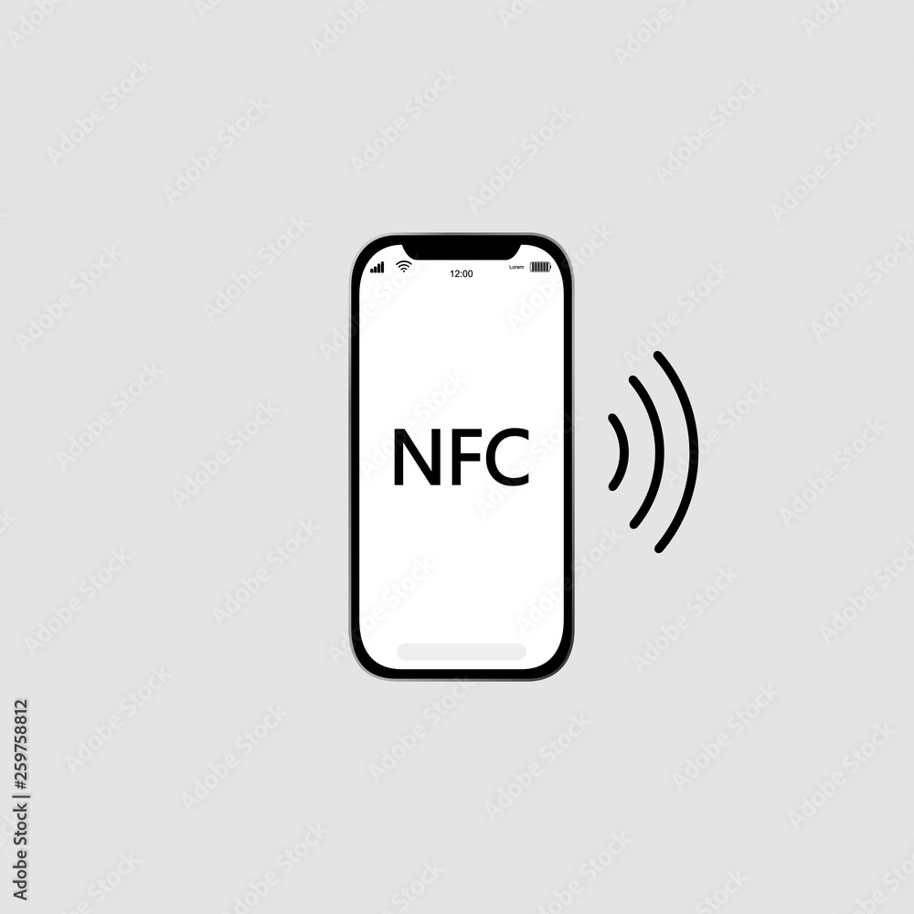 Nfc vector icon, smart payment symbol. Simple, flat design for web or mobile app Nfc vector icon, smart payment symbol. Simple, flat design for web or mobile app