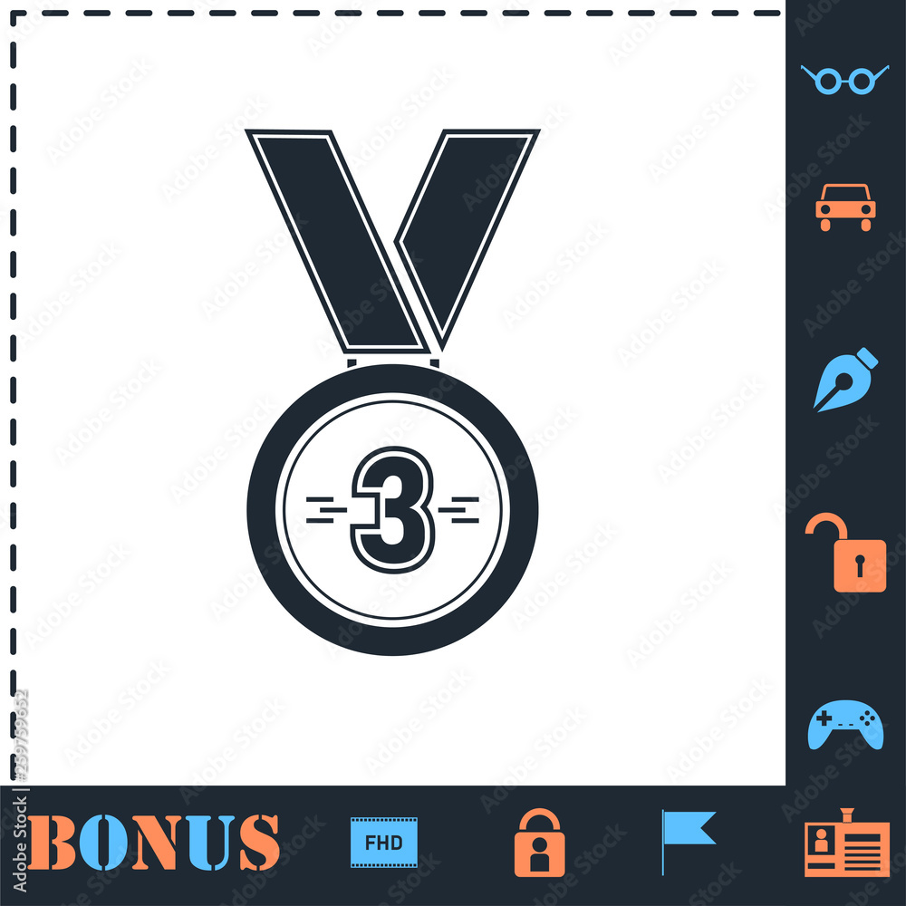 3 Winner Bronze Medal Award icon flat 3 Winner Bronze Medal Award icon flat