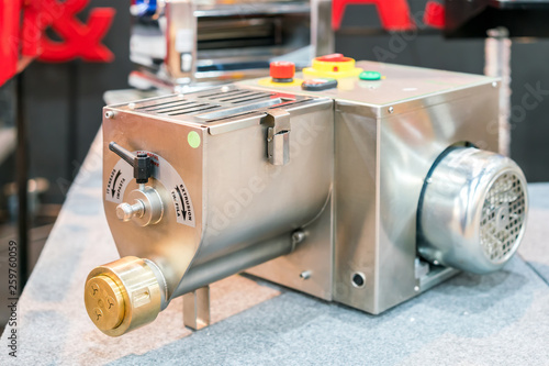 modern and high technology of extrude dough pasta machine for preparing dough and making pastry in industrial food or bakery