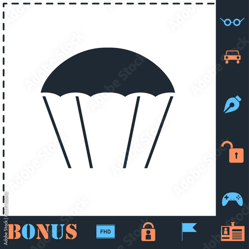 Parachute icon flat