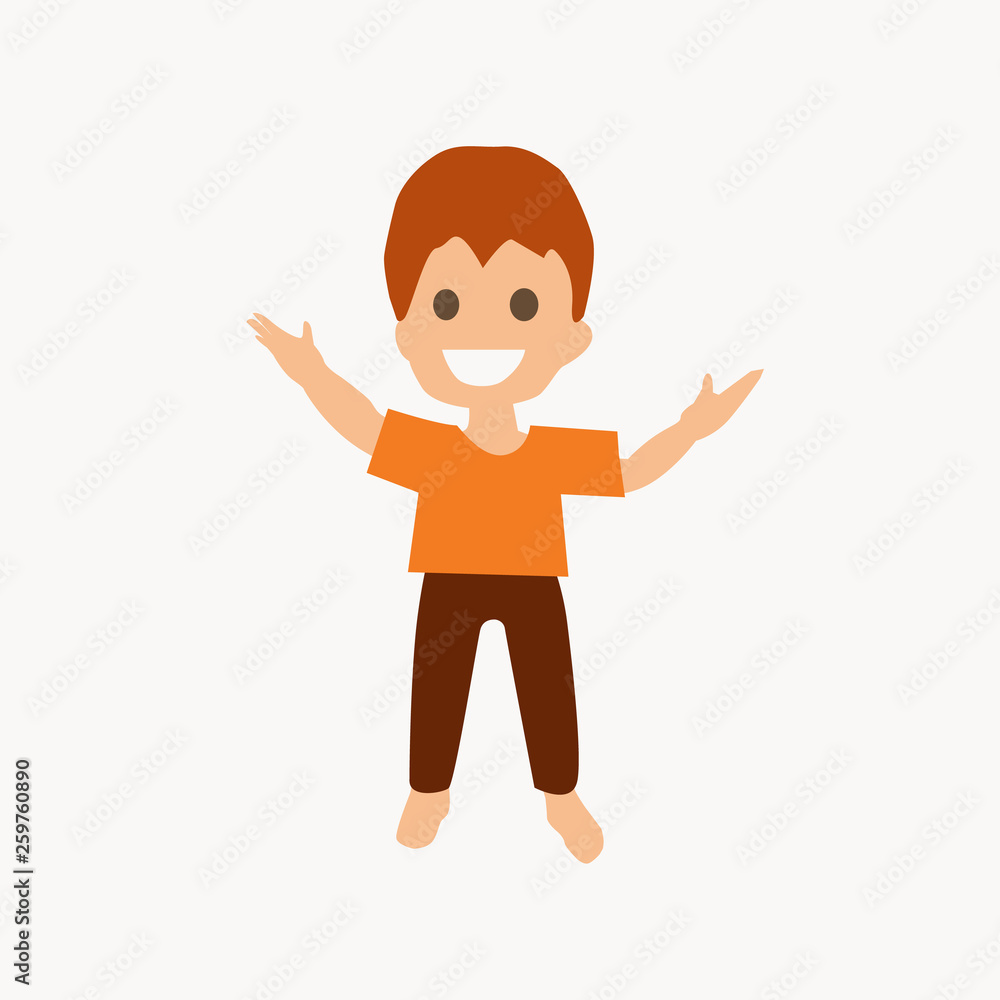 Bright illustration with smiling boy. Vector illustration