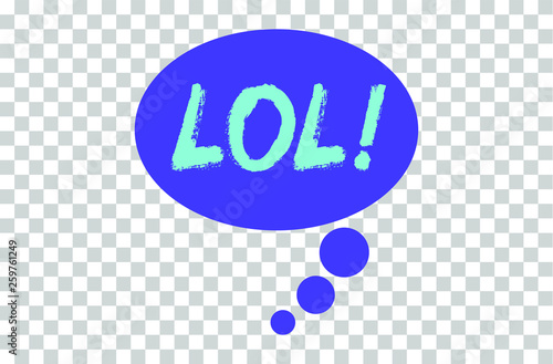 Lol in Pop Art Style. Hand made minimal text art om white backgound. Acrylic colors. Vector illustration