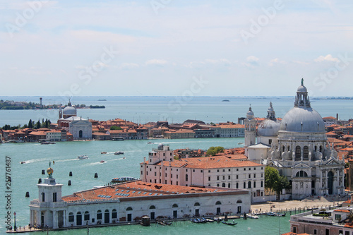 Top view of the Venetian lagoon with the Islands of Venice Italy