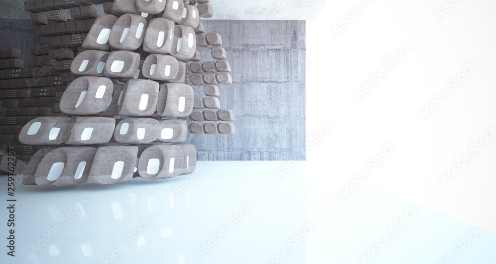 Empty abstract brown concrete room smooth interior. Architectural background. 3D illustration and rendering Empty abstract brown concrete room smooth interior. Architectural background. 3D illustration and rendering