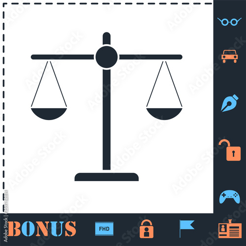 Justice scale icon flat