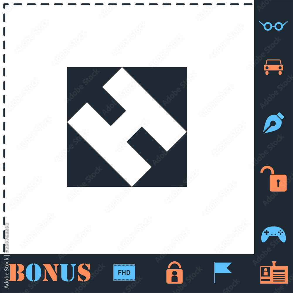 Helicopter landing pad icon flat Helicopter landing pad icon flat