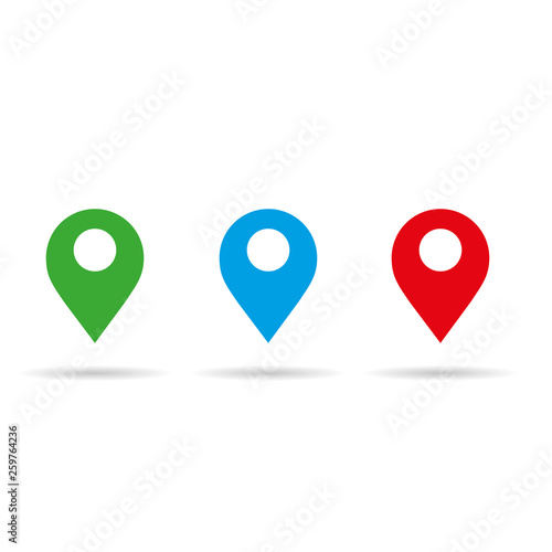 Geolocation signs of different colors