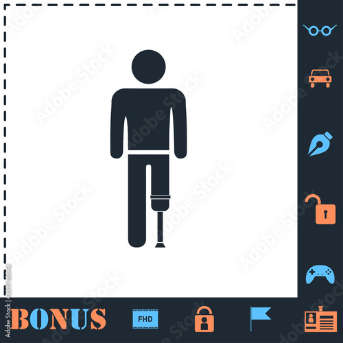 Person with foot prosthesis icon flat