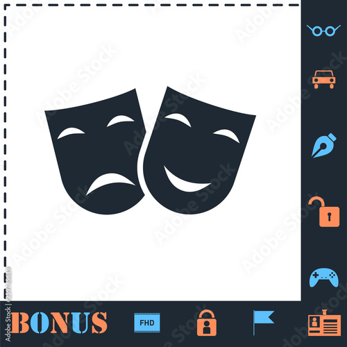 Festive masks icon flat
