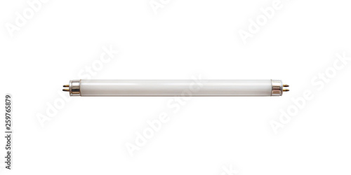 White fluorescent lamp isolated on white background. Fluorescent tube