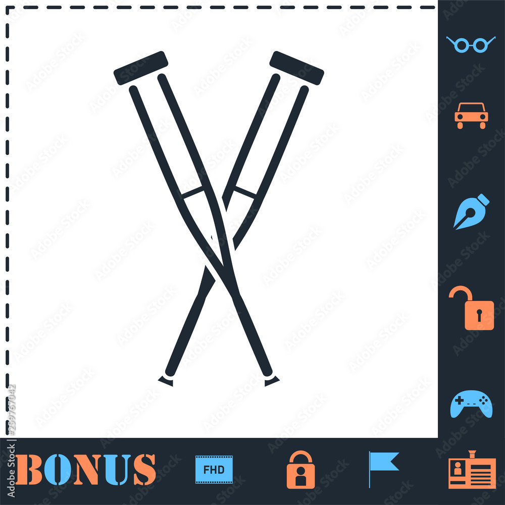 Crutches icon flat